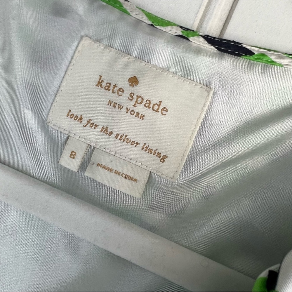 Kate Spade Size 8 Sleeveless Green Geometric Print 100% Silk Aubrey Wrap Dress - Picture 4 of 8